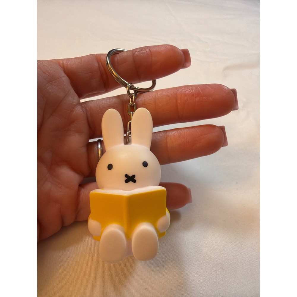 Miffy Bunny Reading Yellow Book Keychain Dick Bruna Mercis bv White Rabbit Charm